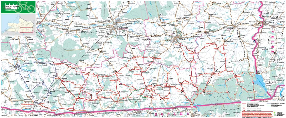 Карта велосипедного движения на территории юго-восточной части Калининградской области