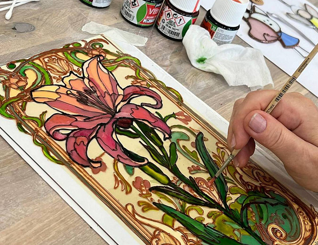 Картина на стекле витражными красками